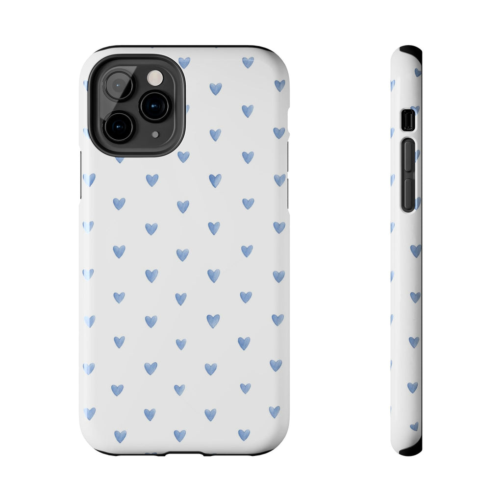 Victoria Blue Heart Pattern Cute Protective Case