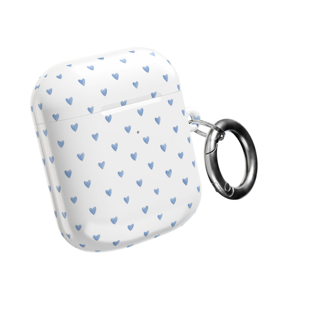 Victoria Blue Watercolor Hearts AirPod Case