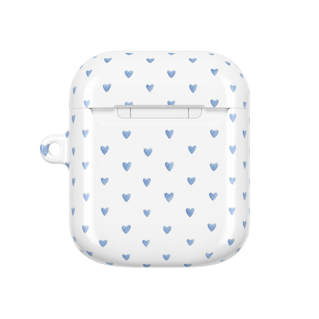 Victoria Blue Watercolor Hearts AirPod Case