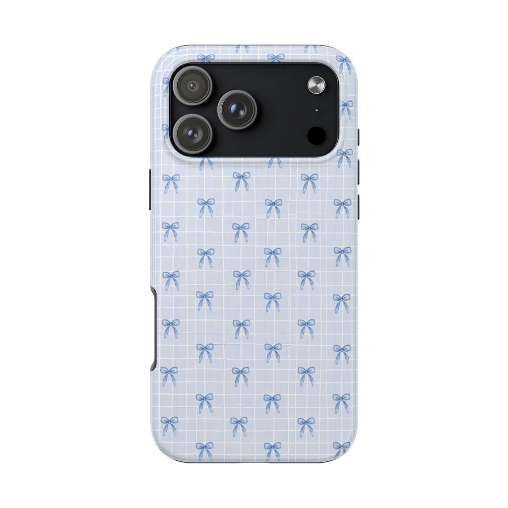 Thomine Blue Bow Pattern Tough Phone Case