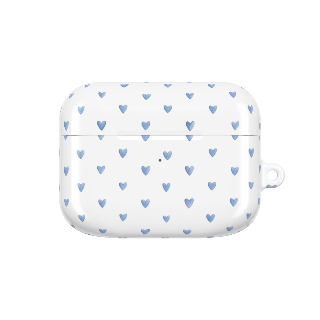 Victoria Blue Watercolor Hearts AirPod Case