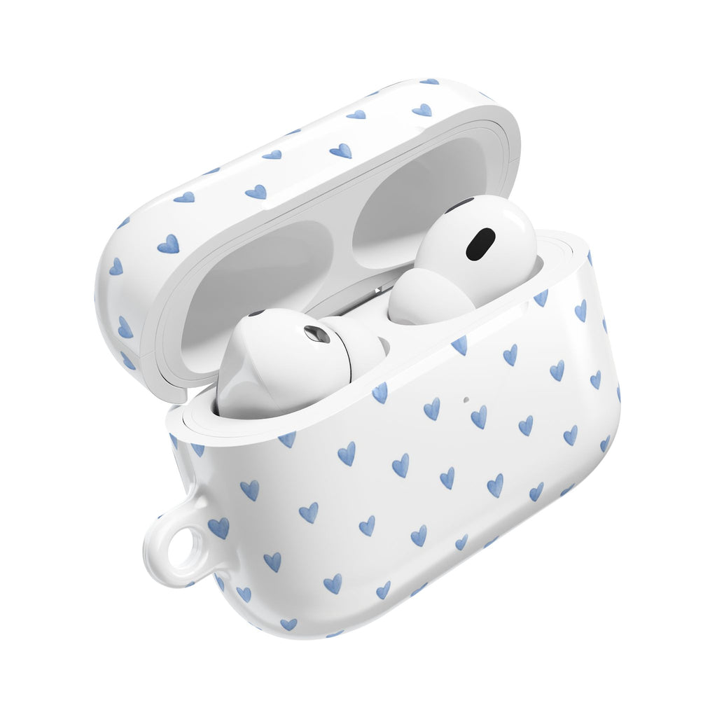Victoria Blue Watercolor Hearts AirPod Case